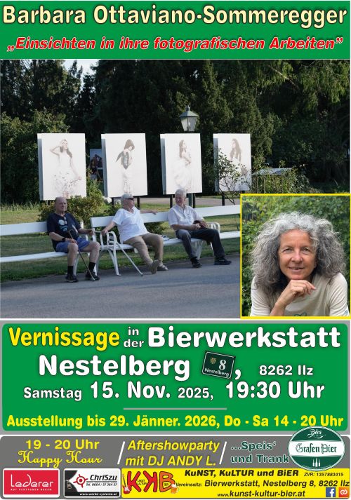 Plakat Rückblick Barbara Ottaviano-Sommeregger Termin: 15.11.2025 00:00 Ort: Bierwerkstatt Richard GrafA-8262 Ilz, Nestelberg 8 Eintritt: freiwillige Spende