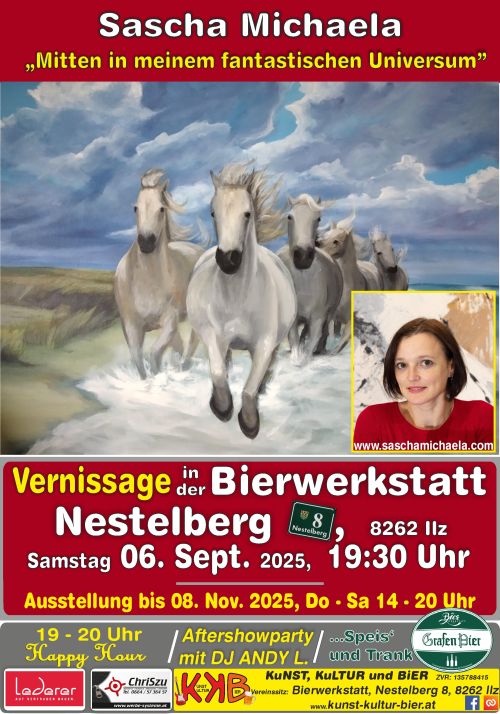 Plakat Rückblick Sascha Michaela Termin: 06.09.2025 00:00 Ort: Bierwerkstatt Richard GrafA-8262 Ilz, Nestelberg 8 Eintritt: freiwillige Spende
